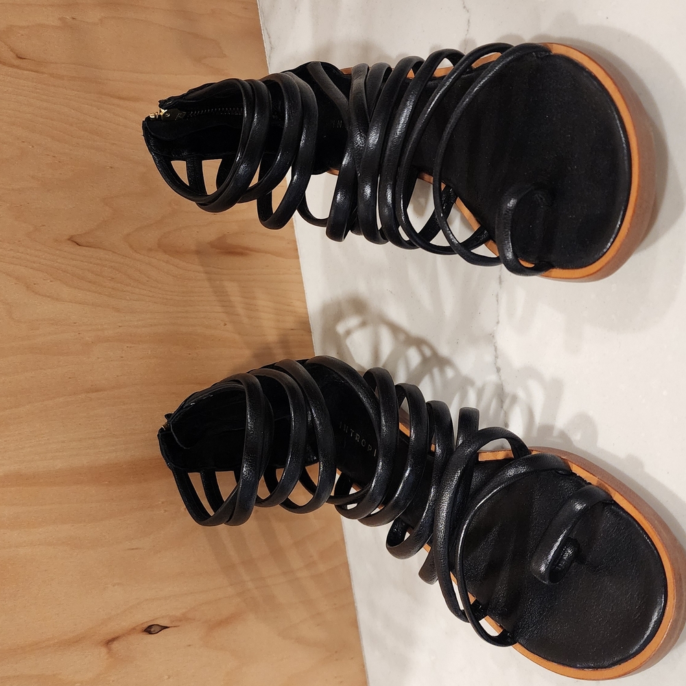 Strappy Black Leather Sandals
